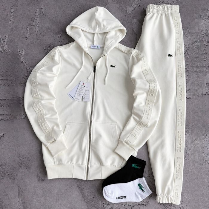 Спортивний костюм Lacoste зіп-худі+штани з лампасами | Спортивный костюм Лакоста зипер штаны Лампас
