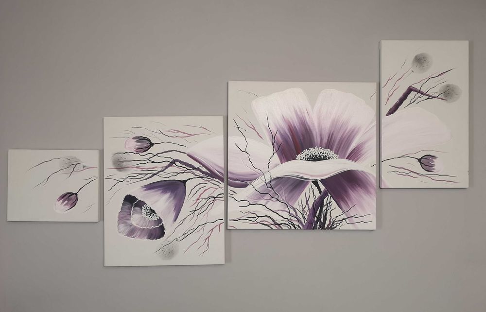 Fioletowe kwiaty obraz malowany na płótnie (nie drukowany) 155 x 76 cm