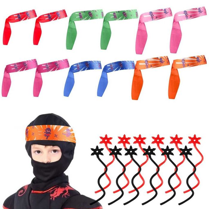 Wojownik ninja opaski + gwiazdy 24 sztuki