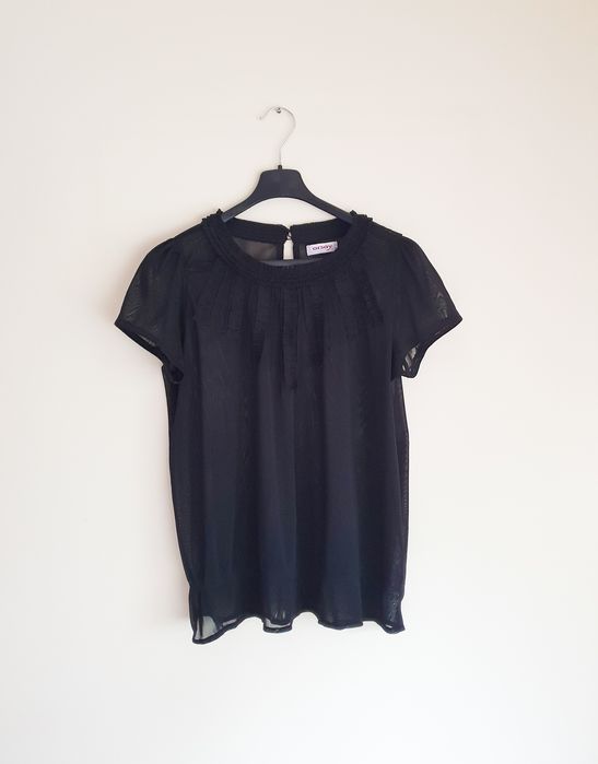 Bluzka czarna elegancka krótki rękaw Orsay 36/S