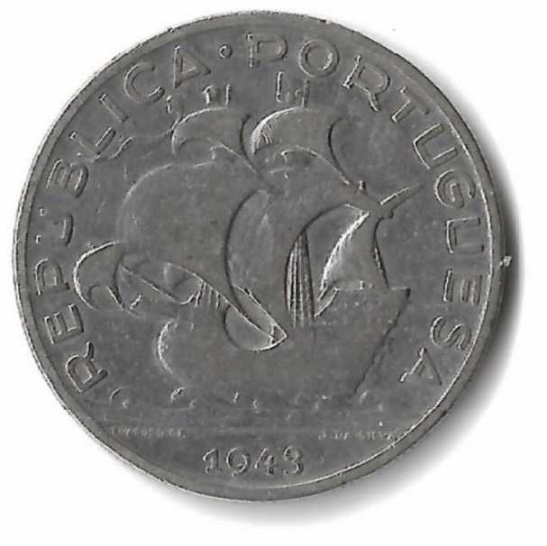Moeda de 5.00 Escudos Prata 1943 F/BC/BC KM#581 N#4262