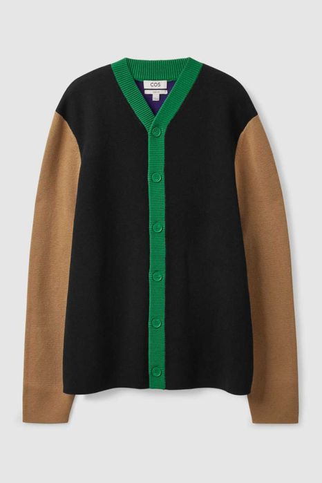 Теплий кардиган колорблок бавовна вовна COS