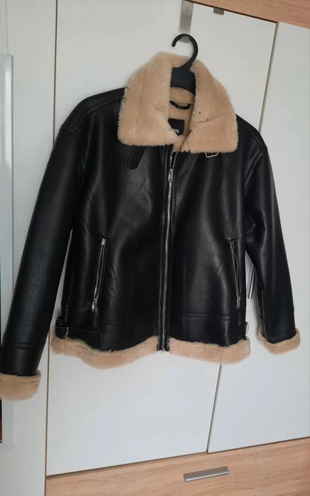 Kurtka skórzana z futerkiem miś