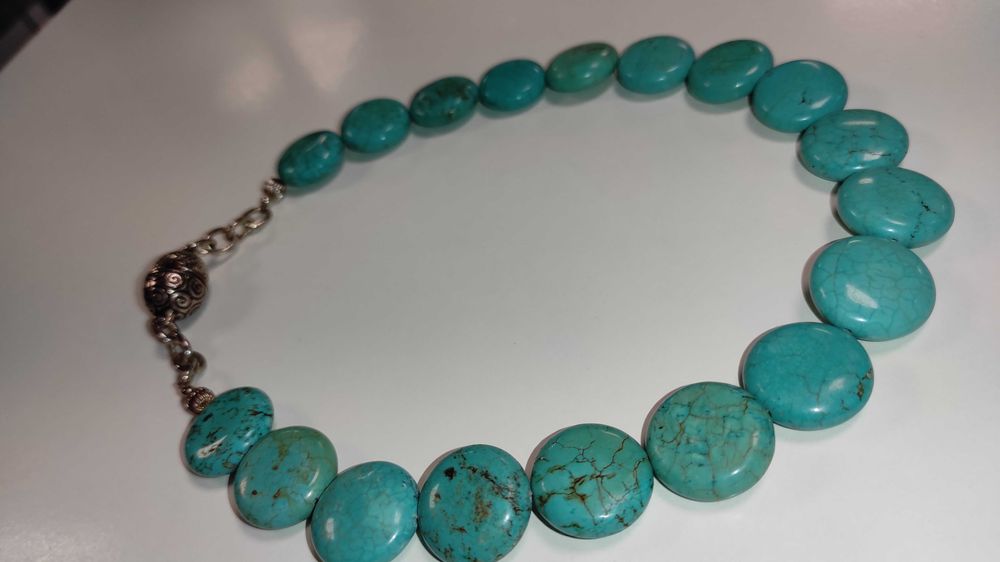 naszyjnik z prawdziwych TURKUSÓW kamieni