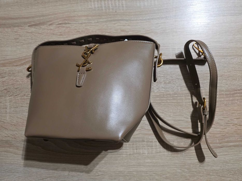Torebka damska duża, A'la YSL, Yves Saint Laurent, kremowa, głęboka