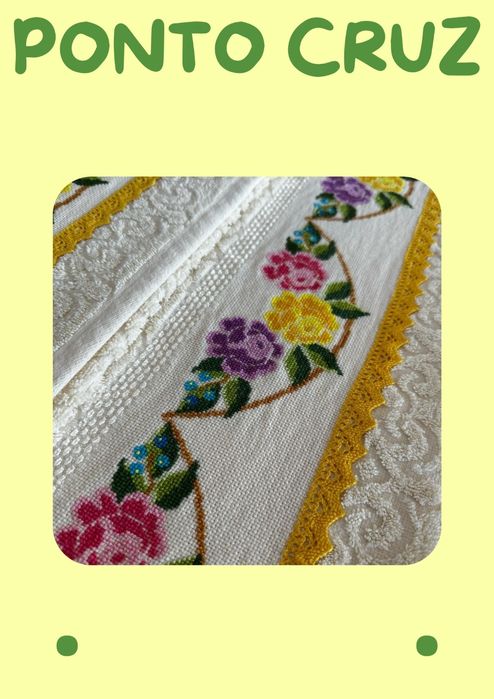 Jogo de toalhas com bordado em Ponto Cruz