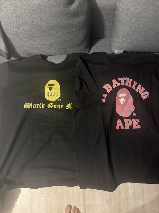 2 koszulki bape czerwona i zlota