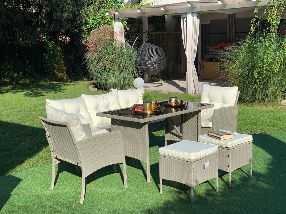 NOWE meble z technorattanu MODENA – zestaw ogrodowy sofa + 2 fotele + stol