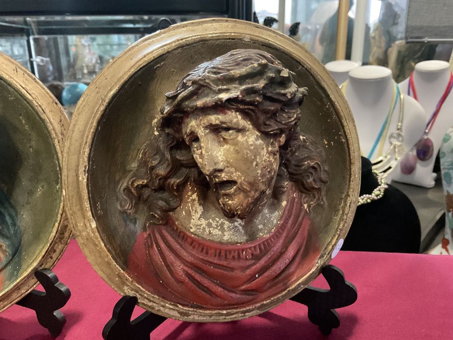 Placas virgem mary 1940 ítaly 17 cm chalkware