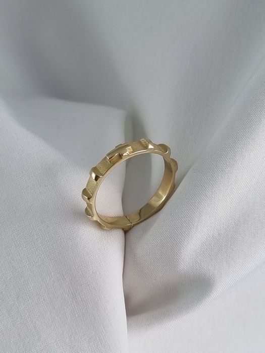 Złoty nowy pierścionek różaniec obrączka Au.585