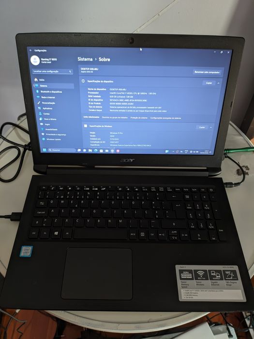 Portátil 100% novo i7 8550U com 256G vendo ou troco