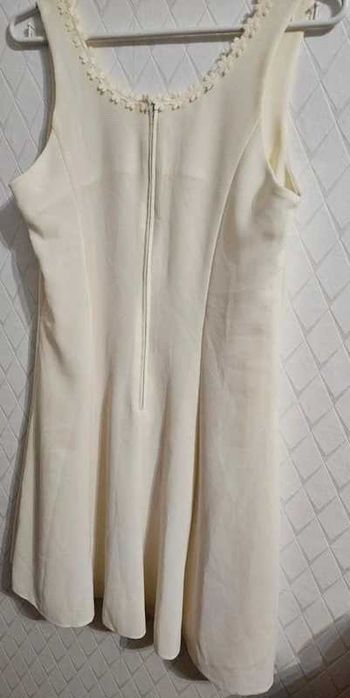 Kremowa sukienka z bolerkiem elegancki komplet damski rozmiar 40