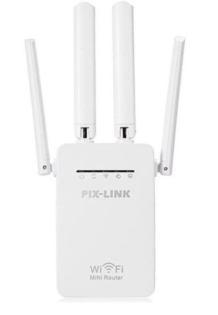 Репітер підсилювач WiFi сигналу з 4-ма вбудованими антенами Pix-Link