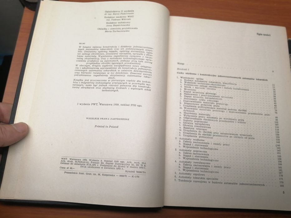 Jednowrzecionowe automaty tokarskie - Witold Borkowski - 1972 

JEDNOW