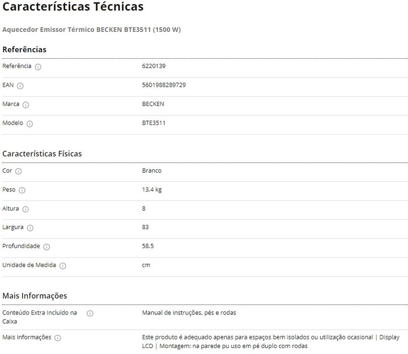 Aquecedor Emissor Térmico BECKEN - 1500kw