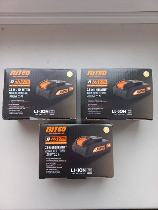 Zestaw 3 akumulatory NITEO  baterie 20 V , 2,5 ah Li-Ion  3 szt-150 zl