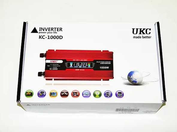 Преобразователь напряжения ukc KC-1000D авто инвертор 12v>220v 1000w