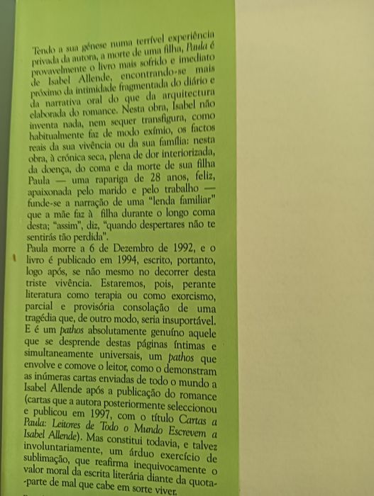 Paula , de Isabel Allende ; Coleção de Livros “ Mil Folhas“ Novo!*