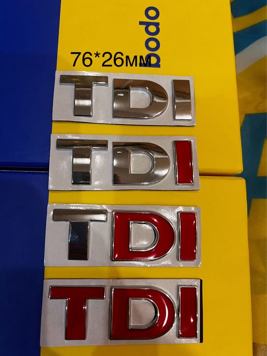 Емблема-напис TDI Volkswagen металева 76*26мм,TSI 80*26мм,GTI 80*24мм