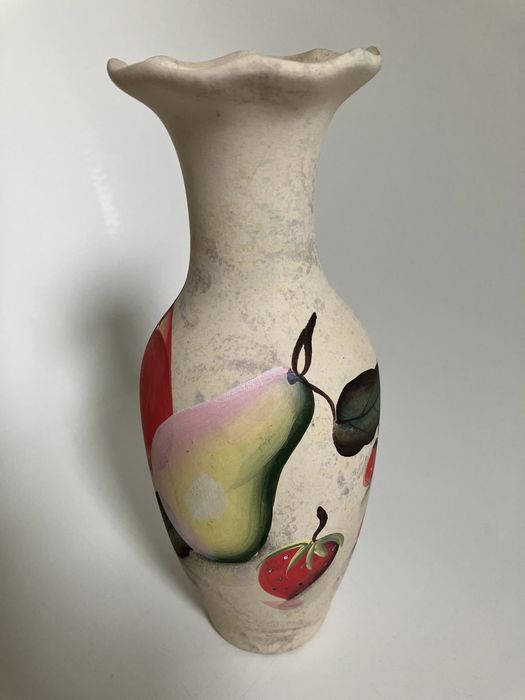Wazon ceramika rękodzieło malowany techniką decoupage