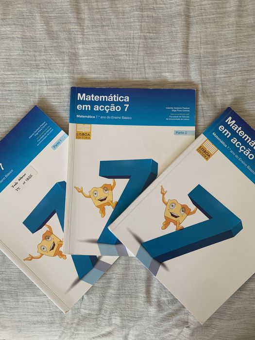 Conjunto de 2 manuais + caderno de exercicios de Matemática do 7.º Ano