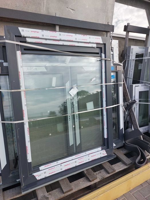 Okno grafit antracyt 116 x147,5 cm 3 szyby OUTLET