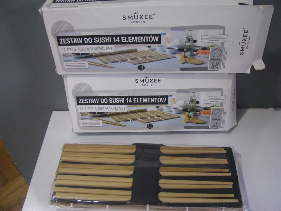 Nowy zestaw bambusowy do sushi 14 elementów Smukee