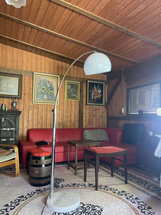 Lampa stojąca klosz bialy plastikowy