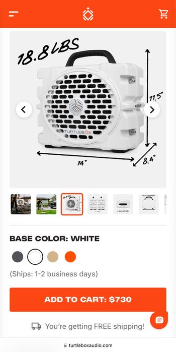 Мультимедійна безпровідна колонка TURTLEBOX Grande White