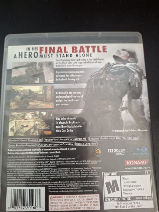 Gra Metal gear solid 4 na play station 3