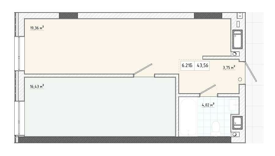 1-кімнатна квартира за адресою (площа 43,6 м²) - Atlanta.ua - фото 15