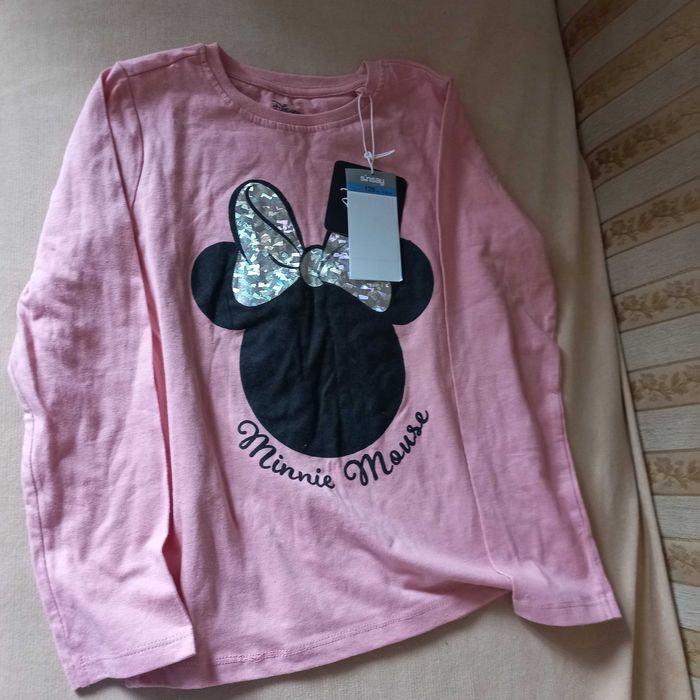 Nowe bawełniane koszulki/bluzki z długim rękaw Disney 7-9 lat 128/134