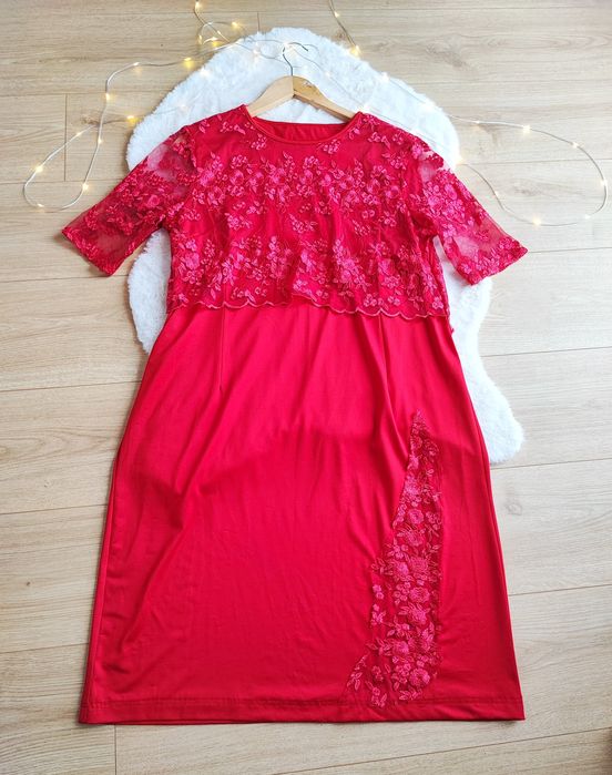 Elegancka wieczorowa świąteczna zielonka plus size XL