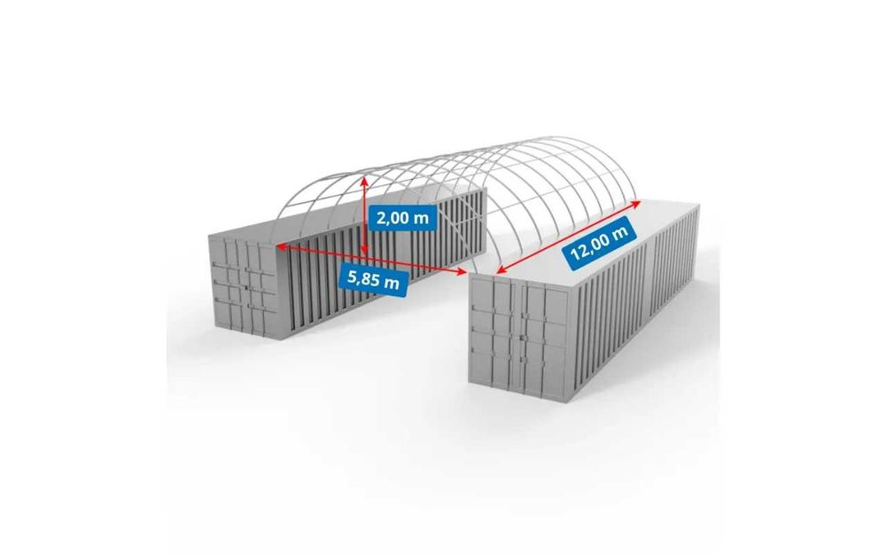 Zadaszenie kontenerowe 6x12m Namiot na kontenery Solidna plandeka!