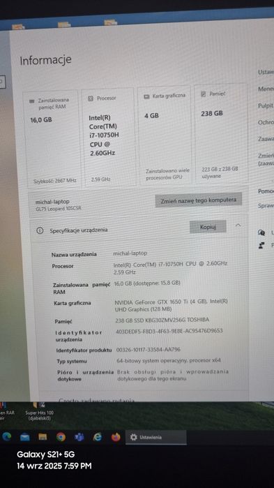 Laptop Gamingowy MSI Leopard GL7 17cali5