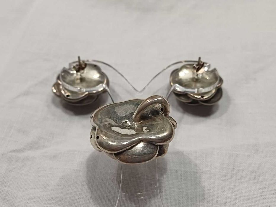 Kolczyki i wisiorek róże - srebro 925