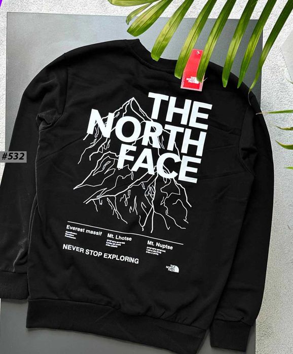 TNF | Черный Свитшот THE NORTH FACE Mountains | Кофта ТНФ Чорна Горы | Большой Принт