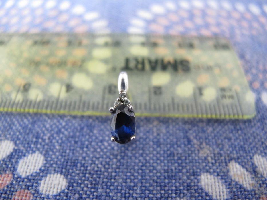 Серьги с сапфиром и фианитами 925 проба Золотой век