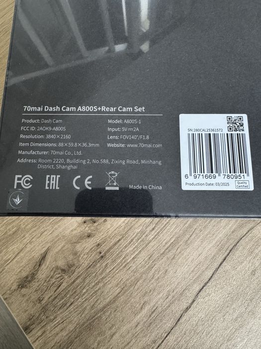 Відеореєстратор 70mai A800S + задня камера Midrive RC06