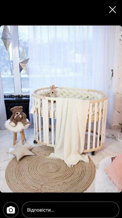 Дитяче ліжечко овальне кругле