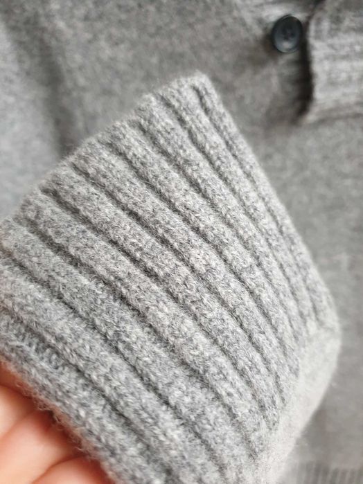 Szary wełniany sweter GAP 100% wełna lambswool S M półgolf