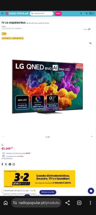 TV LG 65 polegadas celada com garantia completa