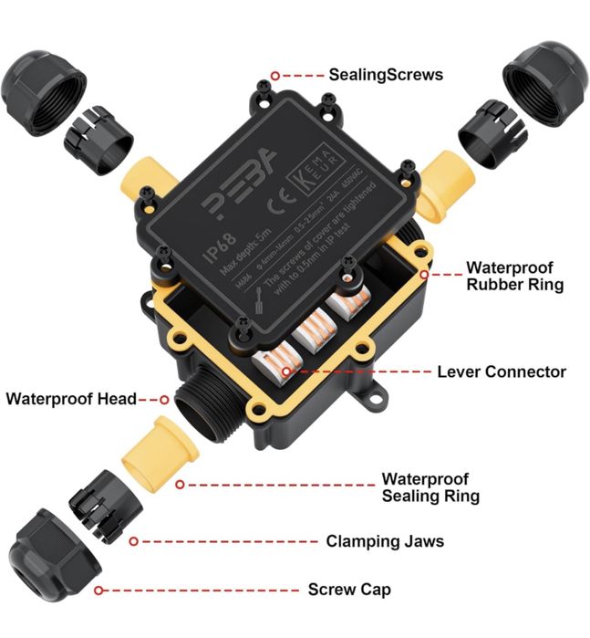 Pack 4 Caixa conexão impermeável luminárias p/ exterior estanque Peba