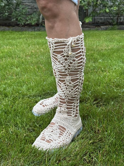 Buty kozaczki szydełkowe