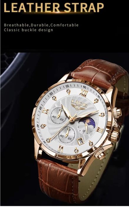 Годинник чоловічий LIGE luxury Rouse White