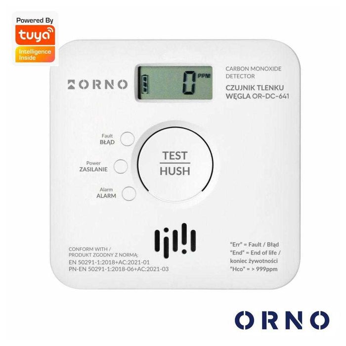 Detetor de Monóxido Carbono C/ Alarme WI-FI TUYA ORNO