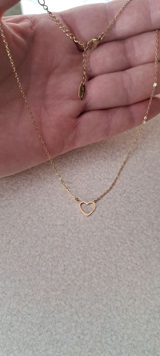 Piękny pozłacany naszyjnik łańcuszek z sercem stal chirurgiczna