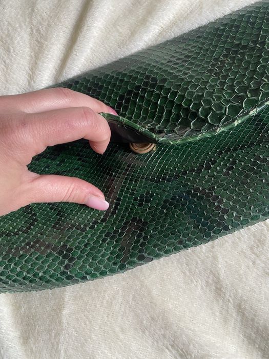 Зелена Сумка клатч шкіра зміі