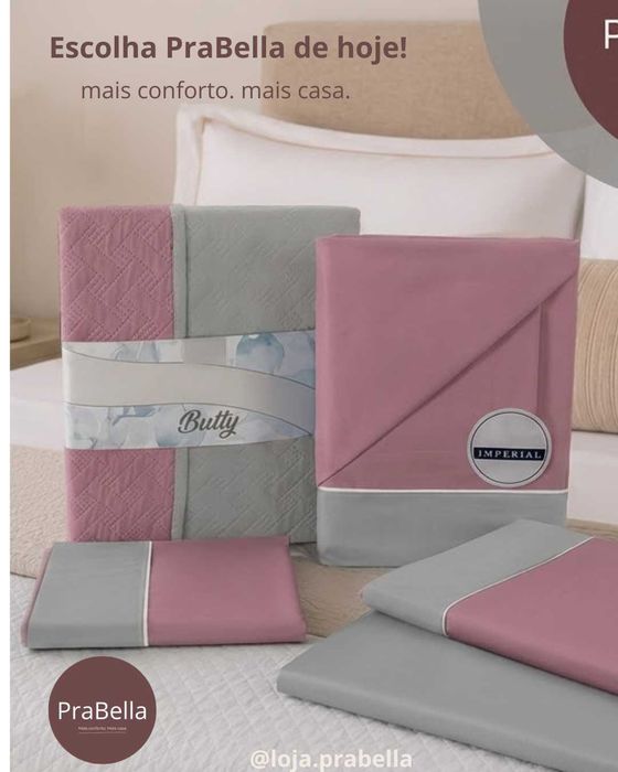 Conjunto de Cama Novo PraBella: Colcha Bouti + Jogo de Lençóis