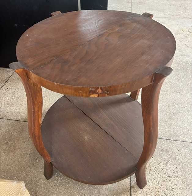 Mesa Redonda Vintage em Madeira, estilo Arte Nova